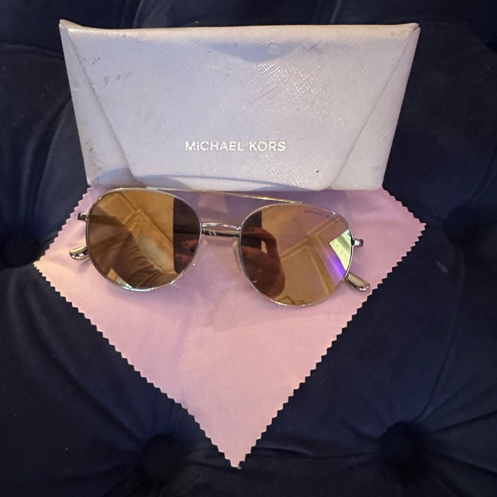 Michael Kors Gold Reflective Sunglasses with metal frames